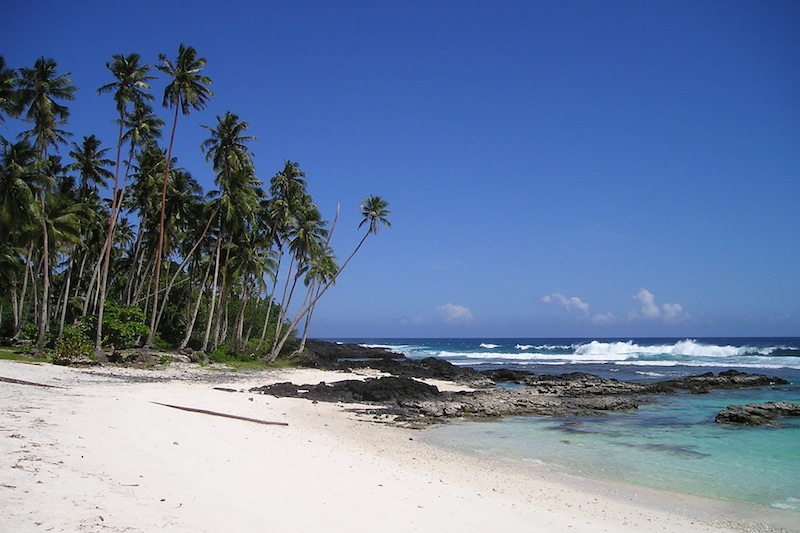 Foto van palmstrand op Samoa