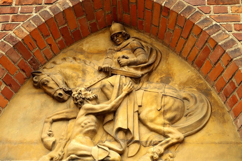 Foto van gevelsteen met Sint Maarten